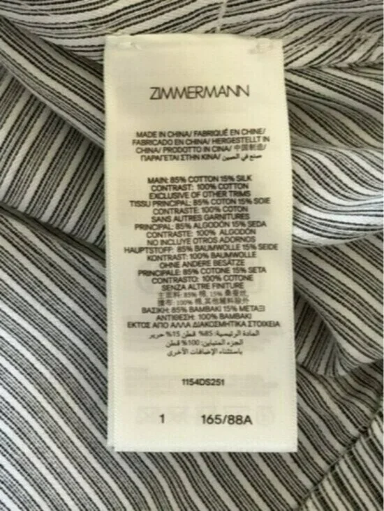 NWT Zimmermann Illustration Tuck Striped Cotton-Silk Mini Dress - Picture 6 of 6